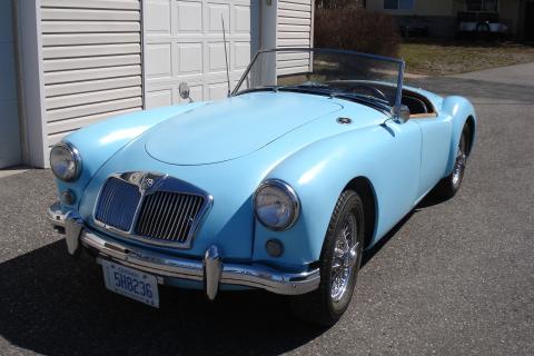 blue 1957 MGA